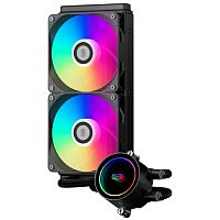 картинка система охлаждения/ pccooler da240 argb bk (270w, 240mm, black, argb/ fans: 2x120mm, 73.6cfm, -dba, 1800rpm/ pump height 55mm, -dba, 3000rpm, rad thickness 27mm/ s: 1851, 1700, 1200, 20xx, 115x, am5,  от магазина Tovar-RF.ru