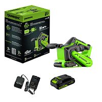 картинка Greenworks G24BS Ленточная шлифовальная машина бесщеточная аккумуляторная, 24V, 75х457мм, 259 м/мин,1х2Ач,ЗУ,кор [3100607CUA] от магазина Tovar-RF.ru