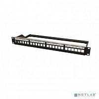 картинка hyperline ppbl6-19-24-rm модульная патч-панель 19", 24 порта, 4 съемные панели по 6 модулей, 1u, для неэкранированных модулей, с задним кабельным организатором (без модулей)   от магазина Tovar-RF.ru