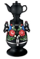 картинка самовар centek ct-0091 b (черн+рисунок), 4.0л, 2300вт, поддерж.t + led индикатор, керам заварник от магазина Tovar-RF.ru