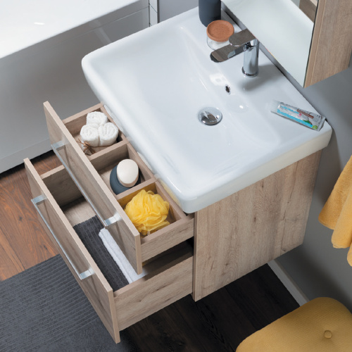 картинка Тумба Q MAX, 80 см, подвесная, 2 ящика, дуб кантри от магазина Tovar-RF.ru фото 8