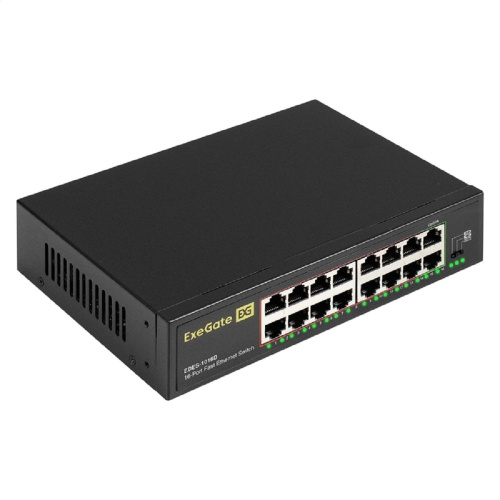 картинка exegate ex298691rus коммутатор неуправляемый exegate edes-1016d (16-портовый utp 10/100mbps, металлический корпус, возможна установка в стойку и монтаж на стену) от магазина Tovar-RF.ru