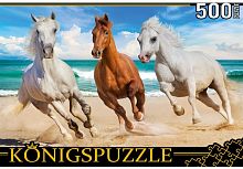 картинка мозаика konigspuzzle пазлы 500 элементов. три лошади у моря штk500-3701 пп-00142893 от магазина Tovar-RF.ru