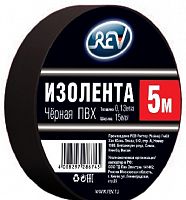 картинка Изолента ПВХ REV 28674 5 Изолента ПВХ 0,13*15мм Черная 5м от магазина Tovar-RF.ru
