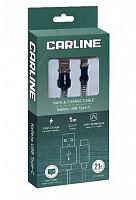 картинка кабель carline cab01121 usb-type c 2.1а 1 метр тканевая оплетка от магазина Tovar-RF.ru