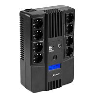 картинка ибп бастион skat-ups 1000-aid-in-1x9-8 {line-interactive, 1000/600вт, lcd-дисплей, usb/ rj-45, акб 1х 9ач, сверху евро 4+4, реестр мпт} (8934) от магазина Tovar-RF.ru