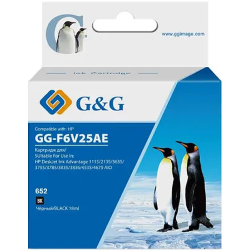 картинка картридж струйный g&g gg-f6v25ae 652 черный (18мл) для hp ia 1115/2135/3635/4535/3835/4675 от магазина Tovar-RF.ru