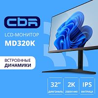 картинка cbr lcd монитор 31.5" md-320k, ips, qhd 2k 2560x1440, 75гц, динамики 2*3w, 1*dp, 1*hdmi, 1*type-c, freesync, has, pivot, черный, кабели 1*dp+1* hdmi 1.5м + 1*typec 1м от магазина Tovar-RF.ru