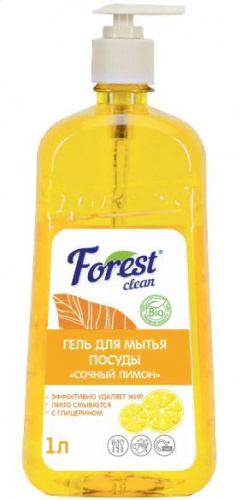 картинка Средство для мытья посуды FOREST CLEAN Гель для мытья посуды "Сочный лимон" 1 л от магазина Tovar-RF.ru