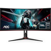 картинка lcd aoc 34" cu34g2x black-red {va curved 3440x1440 144hz 1ms 178/178 300cd 2xhdmi2.0 2xdisplayport has} от магазина Tovar-RF.ru