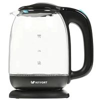 картинка чайник электрический kitfort кт-625-1, 2200вт, черный и голубой от магазина Tovar-RF.ru