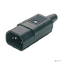 картинка hyperline con-iec320c14 разъем iec 60320 c14 220в 10a на кабель (плоские выступающие штыревые контакты в пластиковом обрамлении), прямой от магазина Tovar-RF.ru