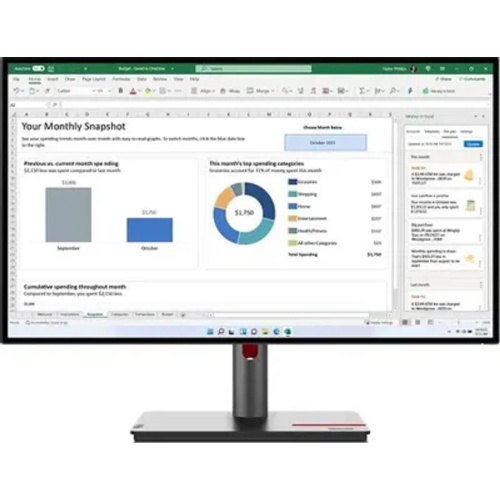 картинка lcd lenovo 27" p27h-30 thinkvision черный {ips 2560x1440 60hz 6ms 16:9 1000:1 350cd 178/178 dvi hdmi displayport has pivot usb} от магазина Tovar-RF.ru
