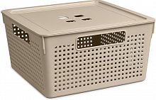 картинка Коробка для хранения VIOLET Коробка для хранения квадратная "Лофт" с крышкой 11л 294х294х151 (латте) 6911120 от магазина Tovar-RF.ru