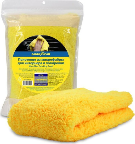 картинка салфетка для автомобиля goodyear gy000005 полотенце из микрофибры для интерьера и полировки 40x40 см (450 г/м2) от магазина Tovar-RF.ru