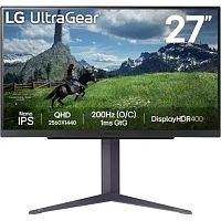 картинка lcd lg 27" 27gs85q-b ultragear черный {ips 2560x1440 200hz 1ms 400cd 1000:1 178/178 10bit(8bit+frc) 2xhdmi displayport usb has pivot}[27gs85q-b.aruz] от магазина Tovar-RF.ru