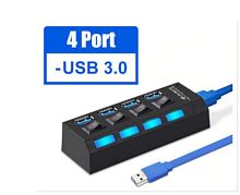 картинка usb-хаб smartbuy (sbha-7304-b) usb 3.0 хаб + выкл., 4 порта, черный от магазина Tovar-RF.ru