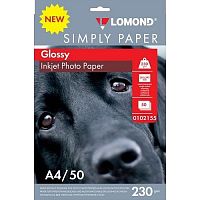 картинка LOMOND 0102155 Фотобумага Simply  A4/230г/м2/50л./белый CIE148% глянцевое для струйной печати от магазина Tovar-RF.ru