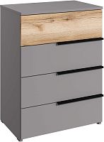 картинка Модульная мебель МЕБЕЛЬ-КОМПЛЕКС ЙОРК Комод 4Я Серый шифер/Дуб Делано от магазина Tovar-RF.ru