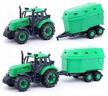 картинка игрушка полесье трактор "прогресс" с прицепом для перевозки животных инерционный (зелёный) (в лотке) 94643 от магазина Tovar-RF.ru