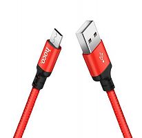 картинка кабель hoco (6957531062851) x14 usb (m)-microusb (m) 1.0м - красный/черный от магазина Tovar-RF.ru