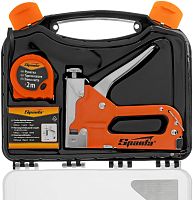 картинка Степлер SPARTA Набор: степлер мебельный регулируемый, скобы 500 шт, рулетка 2 м, тип скобы 53, 4-14 мм 42003 от магазина Tovar-RF.ru