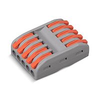 картинка Cabeus PCT-225 Клемма соединительная универсальная проходная 5 полюсов с рычагом 0,08-2,5/4,0 (1шт) от магазина Tovar-RF.ru