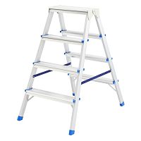 картинка СИБРТЕХ Стремянка двусторонняя 4ст., алюминиевая, Россия [97924] от магазина Tovar-RF.ru