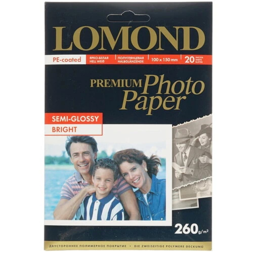 картинка 1103302  LOMOND  Полуглянцевая фотобумага 10x15, 260г/м2, 20 л. от магазина Tovar-RF.ru