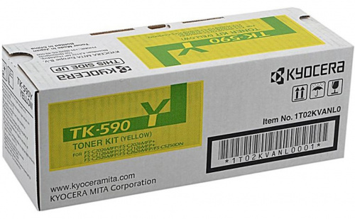 картинка картридж kyocera tk-590y (1t02kvanl0) оригинальный для принтера kyocera fs-c2026mfp/ fs-c2126mfp/ fs-c2526mfp/ fs-c2626mfp/ fs-c5250dn/ ecosys m6026/ p6026cdn/ p6526cdn yellow, 5000 страниц от магазина Tovar-RF.ru фото 2