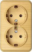 картинка розетка smartbuy (sbe-03lw-16-s2-z) юпитер, 2-местная, светлое дерево от магазина Tovar-RF.ru