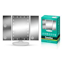 картинка Зеркало косметическое с подсветкой CAMELION (14005) M217-DL C01 бел.(Зеркало C LED подсветк.,1X/2X/3X-увелич., дневн.свет, 5Вт,4*LR03 / USB) от магазина Tovar-RF.ru