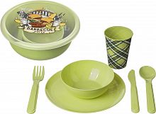 картинка набор для пикника homver picnic с декором, 25 предметов на 4 персоны (салатовый) 221135520/04от магазина Tovar-RF.ru