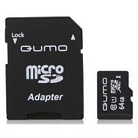 картинка micro securedigital 64gb qumo qm64gmicsdxc10u1  microsdxc class 10 uhs-i, sd adapter  от магазина Tovar-RF.ru