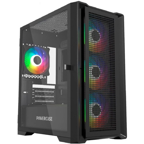 картинка Powercase Alisio Micro X4B V2, Tempered Glass, 4х 120mm ARGB fans, ARGB HUB, чёрный, mATX  (CAMCXB-A4) от магазина Tovar-RF.ru