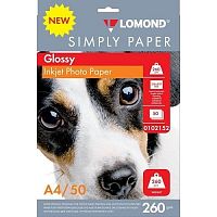 картинка LOMOND 0102152 Фотобумага Simply A4/260г/м2/50л./белый CIE148% глянцевое для струйной печати от магазина Tovar-RF.ru