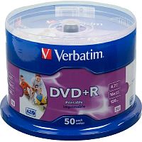 картинка verbatim  диски dvd+r  4.7gb 16-х, wide photo inkjet printable,  50 шт, cake box (43512 ) от магазина Tovar-RF.ru