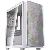 картинка powercase корпус mistral sm06 argb, tempered glass, 3x120mm argb pwm fans, белый, matx  (cmmsm06w-a3) от магазина Tovar-RF.ru