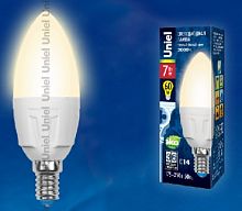 картинка Лампа светодиодная UNIEL (UL-00002413) LED-C37 7W/WW/E14 свеча Теплый белый свет от магазина Tovar-RF.ru
