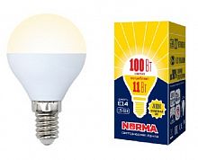 картинка Лампа светодиодная VOLPE (UL-00003832) LED-G45-11W/WW/E14/FR/NR Форма шар матовая Серия Norma 3000K от магазина Tovar-RF.ru