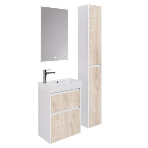 картинка Тумба SLIM, 55 см, подвесная/напольная, 2 ящика, белый глянец / дуб кантри от магазина Tovar-RF.ru фото 8