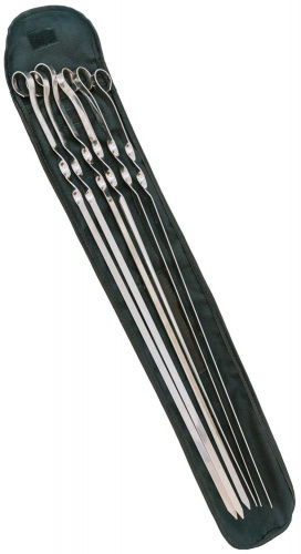 картинка шампура я выбрал набор шампуров плоских 610х10х1,5 (нержавеющая сталь) 6 шт. 51110от магазина Tovar-RF.ru