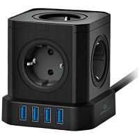 картинка cablexpert сетевой фильтр tower twr-5-u4-b-2 (5р, 10а, 4 х usb, 3.1а, 2м, ур.защиты 4+) черный, коробка {22552} от магазина Tovar-RF.ru