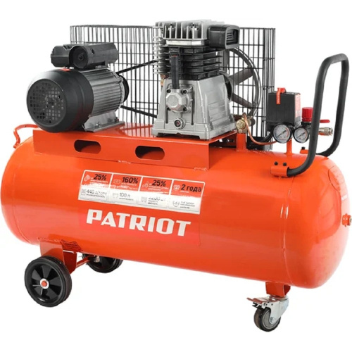 картинка PATRIOT Expert Компрессор поршневой ременной [525301965] { PTR 100-440I, 440 л/мин, 10 бар, 2200 Вт, 100 л, быстросъемный 1/4" + "елочка" } от магазина Tovar-RF.ru