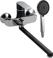 картинка Смеситель для ванны GFMARK 5570 Смеситель в ванную, шаровый, длинный излив, с дивертором на корпусе, комбинированный, с чёрной эмалью GFMARK 5570 Смеситель в ванную, шаровый, длинный излив, с дивертором на корпусе, комбинированный, с чёрной эмалью от магазина Tovar-RF.ru