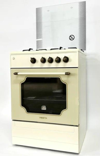 картинка плита газовая vesta bergamo vgg 10-g бежевая retro гк духовки (чуг решётки) от магазина Tovar-RF.ru