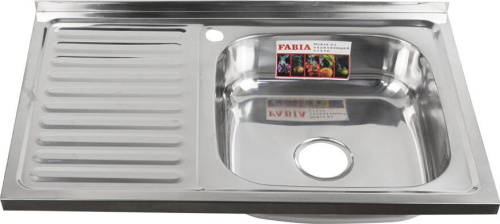 картинка мойка накладная fabia 62274r мойка 80х50 наклад правая 0.6 мм + большой сифон с переливом от магазина Tovar-RF.ru