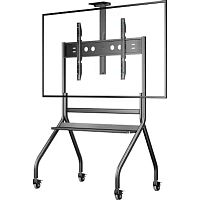 картинка ONKRON TS2080 чёрная стойка для телевизора с кронштейном 60"-120", мобильная от магазина Tovar-RF.ru