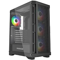 картинка powercase ultimate black, tempered glass, 4x 120mm argb fans, argb hub, чёрный, atx  (cub-a4) от магазина Tovar-RF.ru