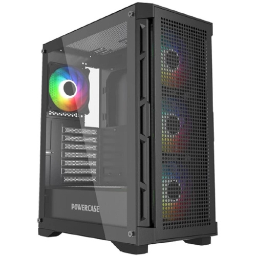 картинка Powercase Ultimate Black, Tempered Glass, 4x 120mm ARGB fans, ARGB HUB, чёрный, ATX  (CUB-A4) от магазина Tovar-RF.ru